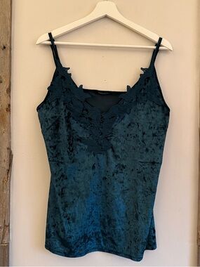 Velvet Lace Trim Cami Tank Top